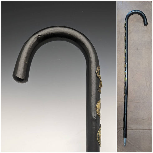 復古紳士大號手杖歐洲旅遊徽章弧形手柄 94 厘米